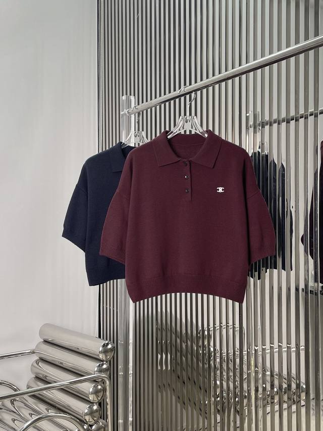 Actual photos! Latest Ce 25New wool knitted lapel polo Color: blue, red Size: S