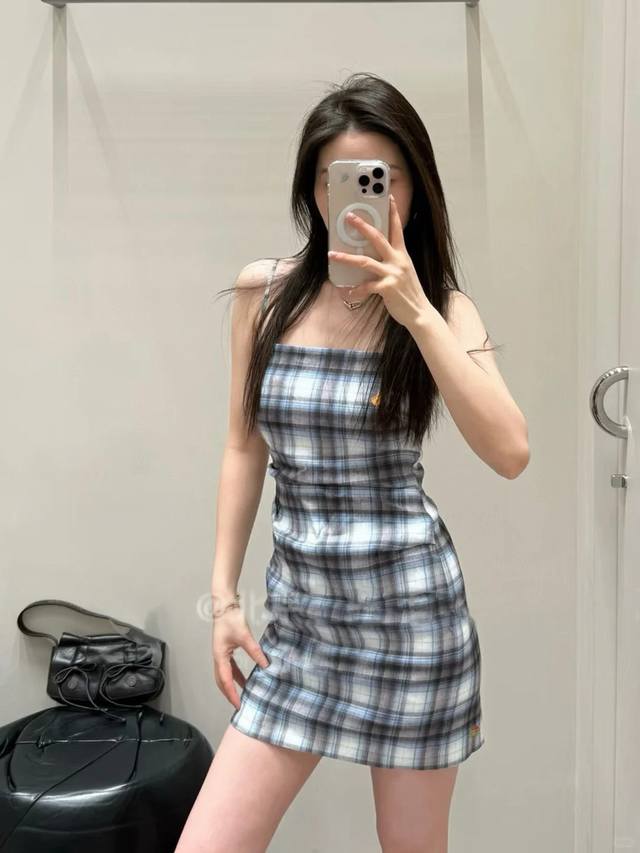 New! Latest Acne 25New plaid slip dress with monogram pattern. Size: S, M, L, D