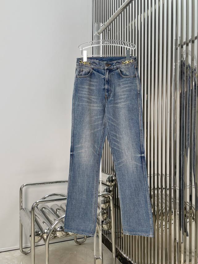 Actual photos! Latest Ce 25New Arc de Triomphe metal-embellished Jane jeans. Si