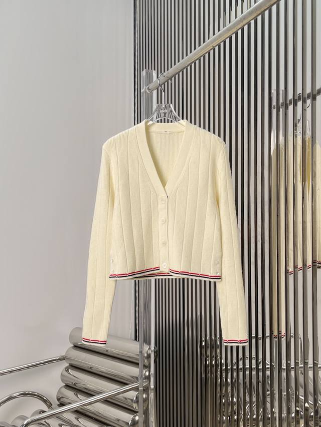 Actual photos! Latest Tb 25New red, white and blue striped overlock knit cardig