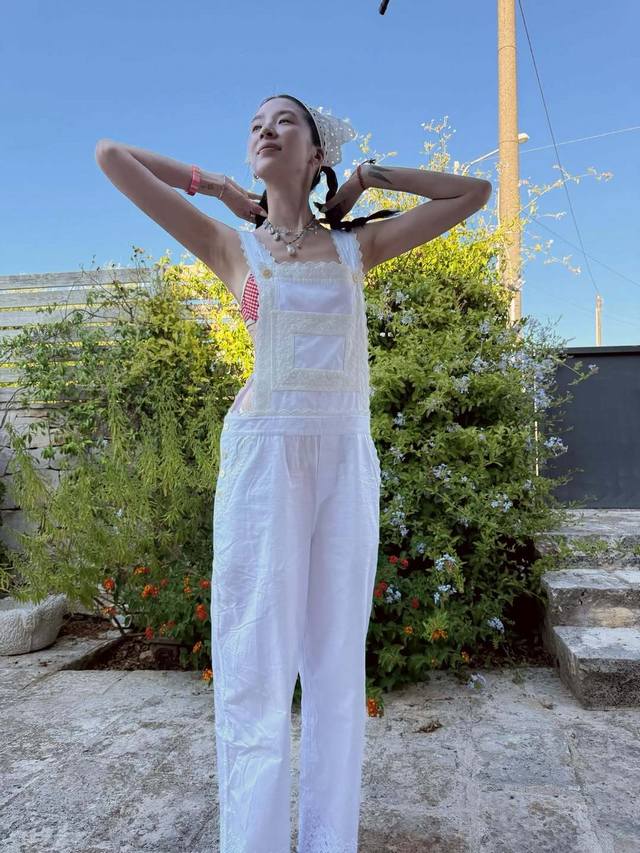 25pf Early Autumn Helsa Splicing Lace Overalls Super Used Lace Matching. Sml :