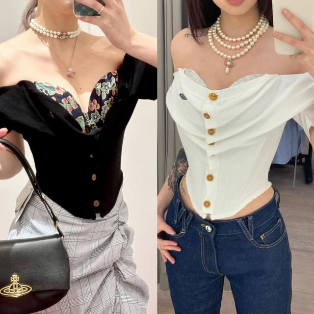 25Ss Spring/Summer Vivienne Westwood bea print, lace fishbone top with black pri