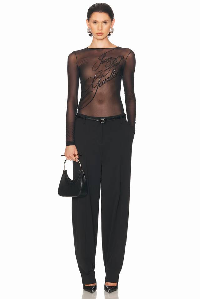 25pf Early Autumn Jean Paul Gualtier Embroidered Sequin Mesh High Elastic Bottom