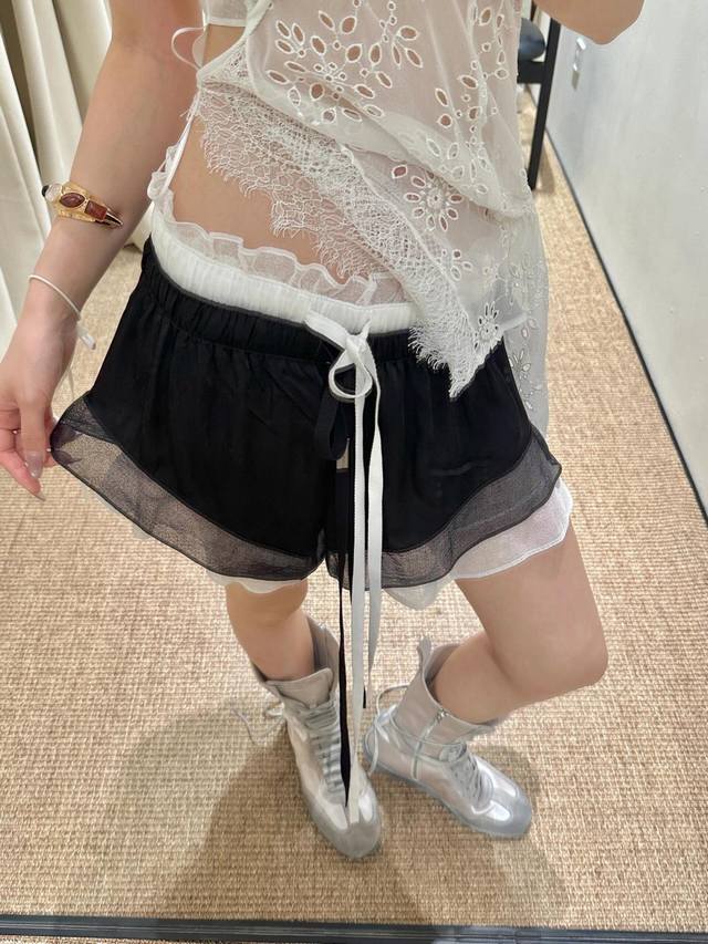 25Ss Spring and Summer Ann Demeulemesster Dark Double-layered Shorts High-qualit