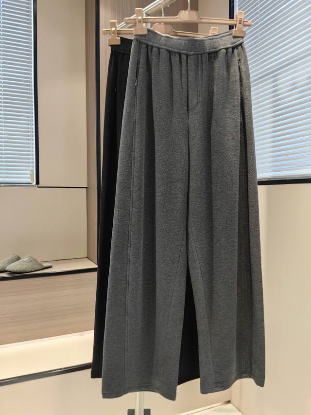 Size: SML New winter velvet wide-leg pants Color: Tibetan black, gray Double-fa