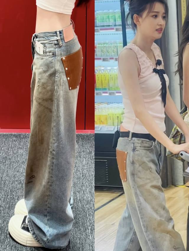 New! Latest Acne 25New leather pocket washed distressed jeans Sizes: Sml