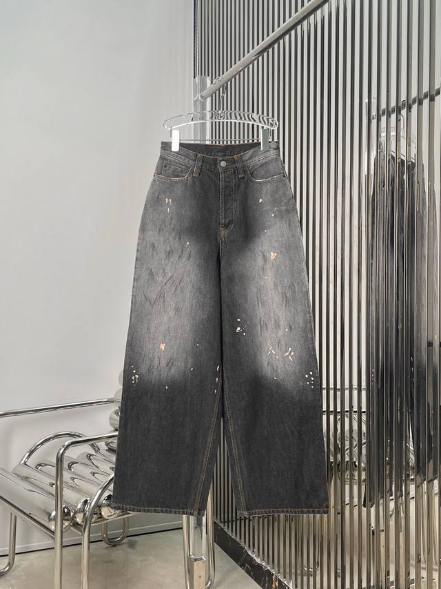 Actual photos! The latest Acne 25New version of ink-splashed black distressed j