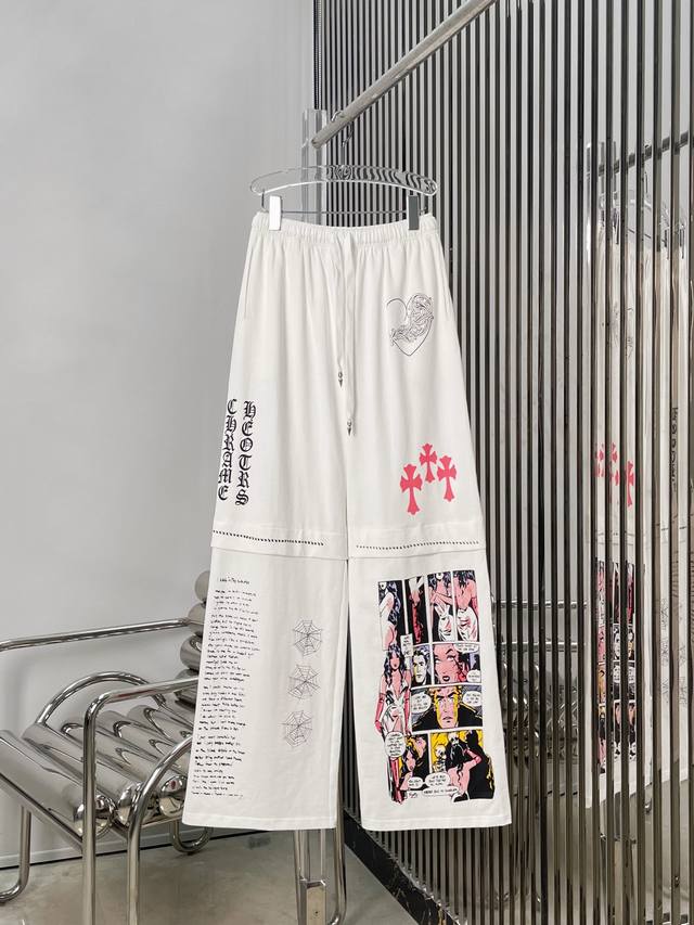 Actual photos! Latest Ch 25New white cartoon print sports sweatpants Size: Sml