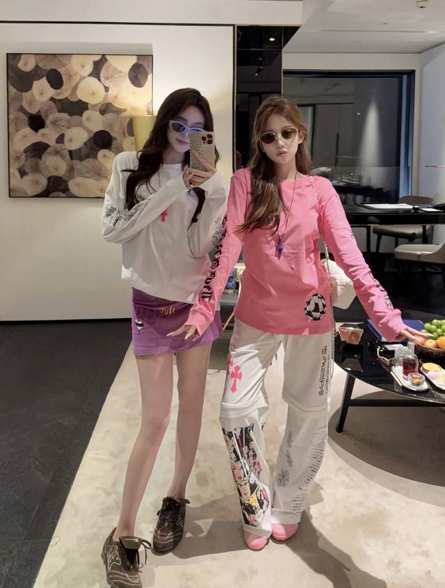 New! Latest Ch 25New White Comic Print Sports Pants Size: Sml