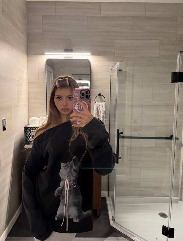 New! Latest 25New Kitten Bow Bell Off Shoulder T-shirt Color: Black, White Size