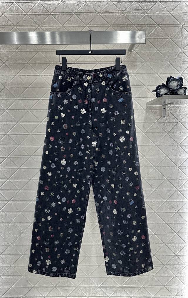 Chane* 2025 New Arrival Wide-Leg Laser Denim Pants. Made of custom Yb twill cott