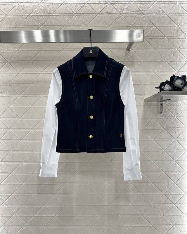 Dio* 2025 New Arrivals Spliced Denim Shirt and Trousers Set Custom Yb twill cott