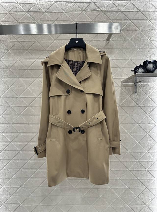 Fend* 2025 New Arrivals Lapel Belt Trench Coat Custom Yb Imported Trench Coat Ma