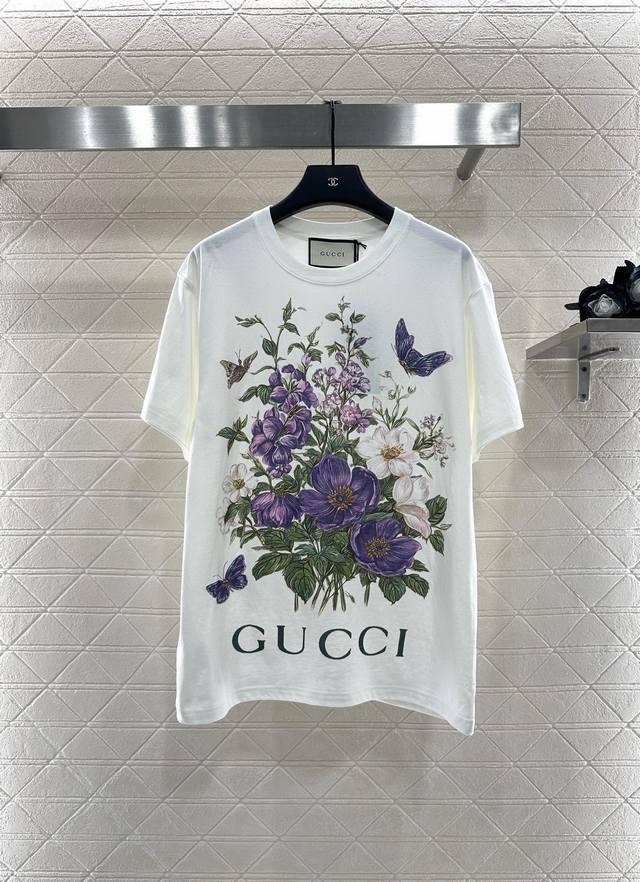 Gucc* 2025 New Arrivals Printed Crew Neck Custom Yb Original Cotton Material: Br