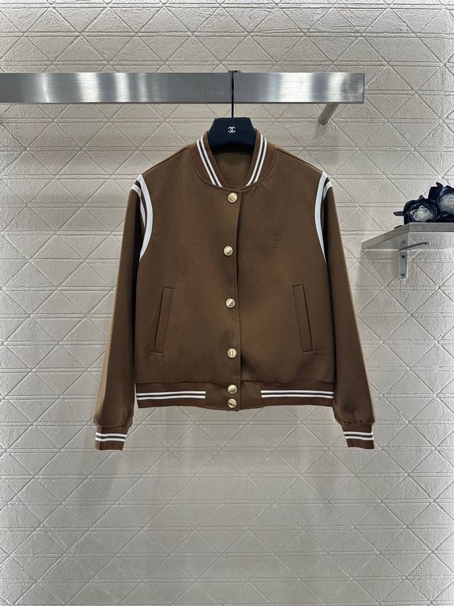 Saint Lauren* 2025 New Arrivals: Embroidered Baseball Jacket and Pleated Skirt S