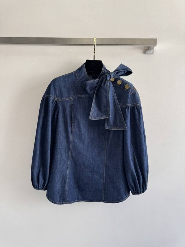 Zimmerman* 25Fw new holiday new arrival lace-up denim shirt, retro washed blue,