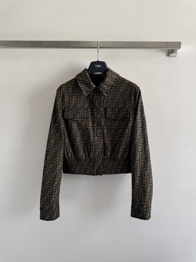 Fend*25 New early autumn classic monogram Ff letter jacquard jacket, waist-cinch