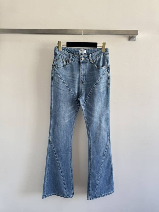 Saintlauren* 25Fw new style, slightly flared denim pants, three-dimensional cut,