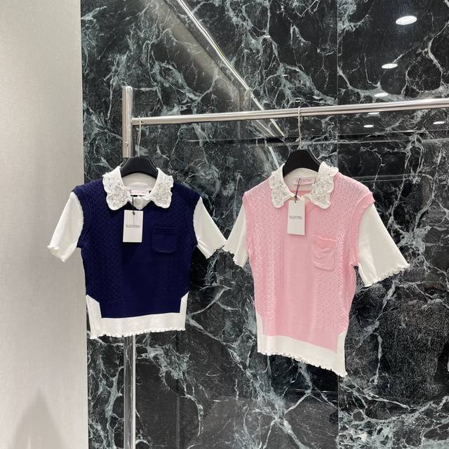 Valen 25 early autumn new style with rhinestones, doll collar, knitted short sle