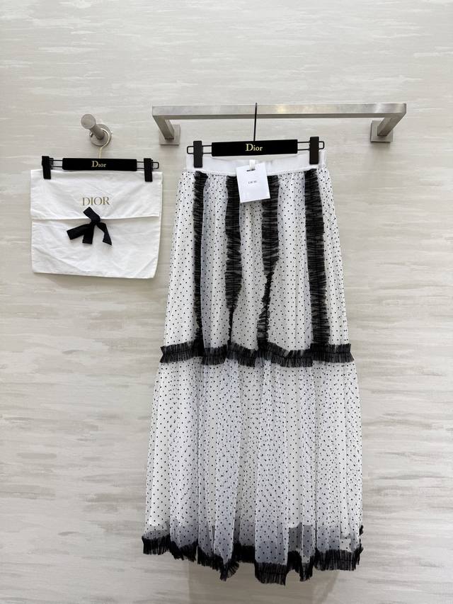Dio2 Early Autumn New Polka Dot Flocked Mesh Skirt High Quality Customized Spot