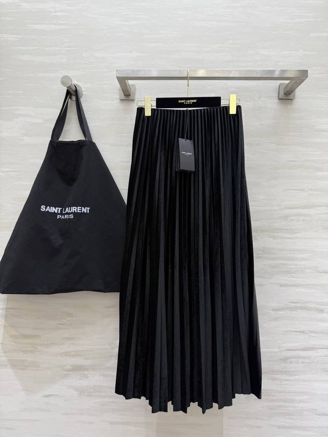 Ysl2 autumn and winter new velvet pleated accordion skirt elegant high-end high-