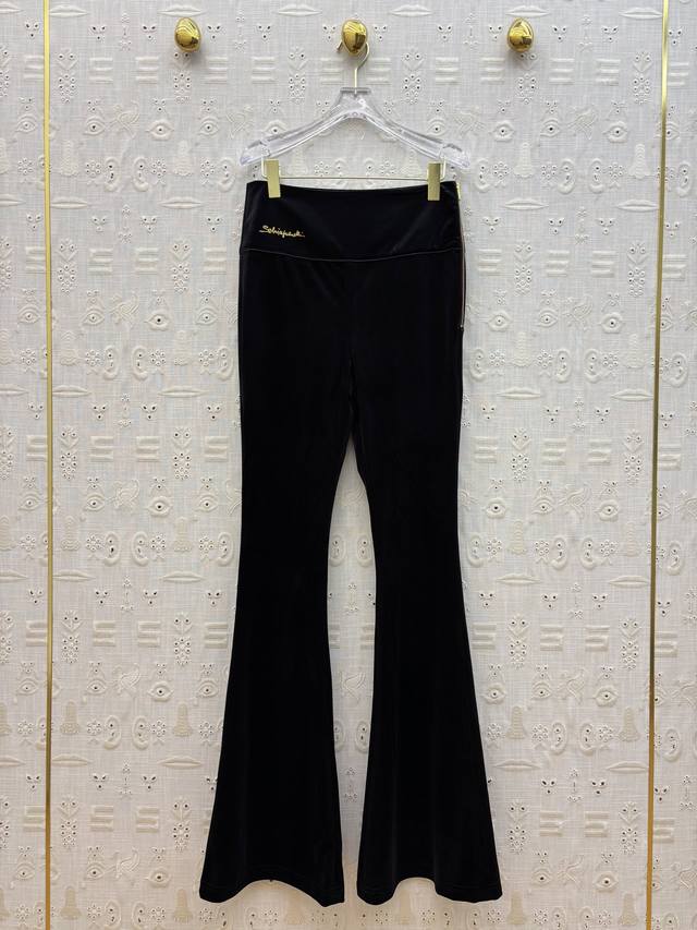 Sch 25 Autumn/Winter Letter Embroidered Micro-flared Velvet Pants. No matter wha