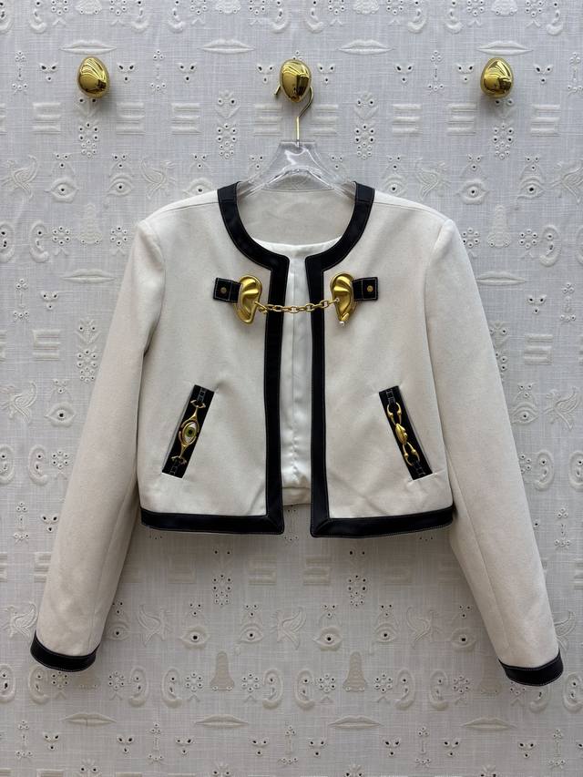Sch 25 autumn style contrast color stitching metal buckle short denim jacket bla