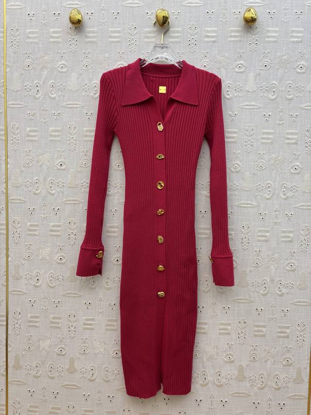 Sch25 New autumn style lapel long-sleeved knitted skirt with special-shaped butt