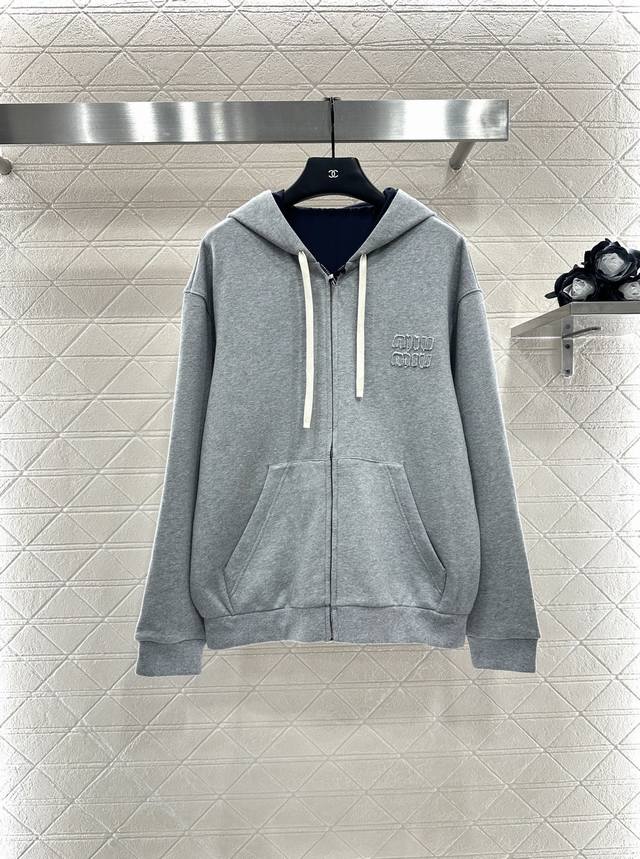 Miumi* 2025 New Arrivals Reversible Hooded Jacket Customized Yb twill cotton env