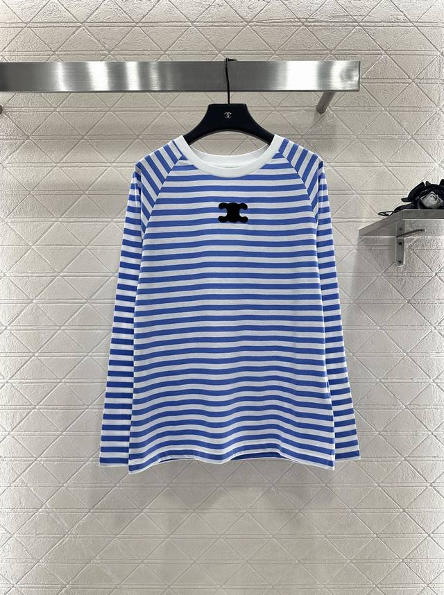 Celin* 2025 New Arrivals Loose Striped Top Custom Yb twill cotton material, text