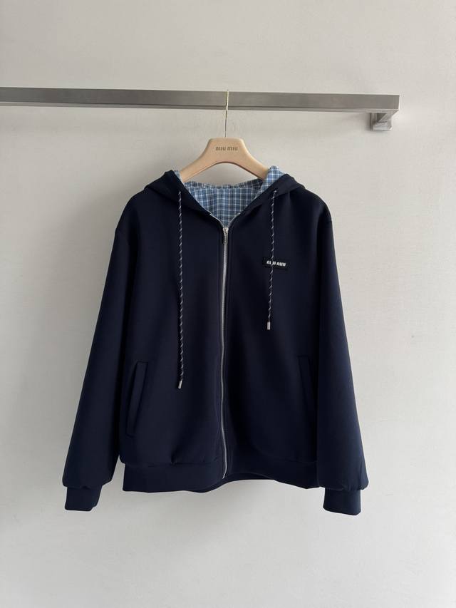 Miumi* 25Fw new double-sided sweatshirt set with iconic logo design on the chest