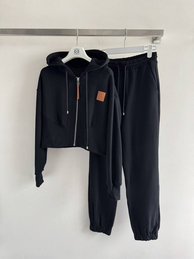 Loew* 25Fw new hooded sweatshirt set, hooded zipper sweatshirt jacket, drawstrin