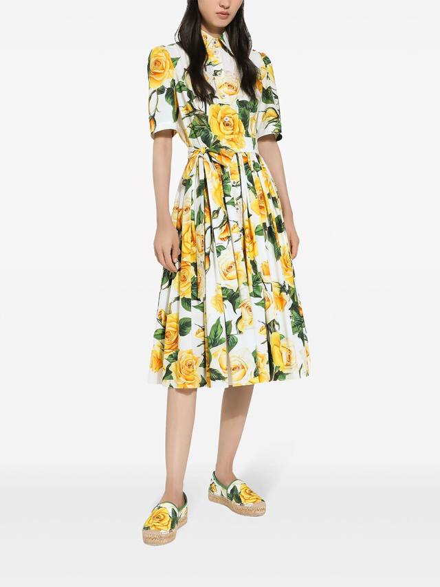 Reorder shipment Yellow Rose Cotton Swing Shirt Dress Smlxlxxl