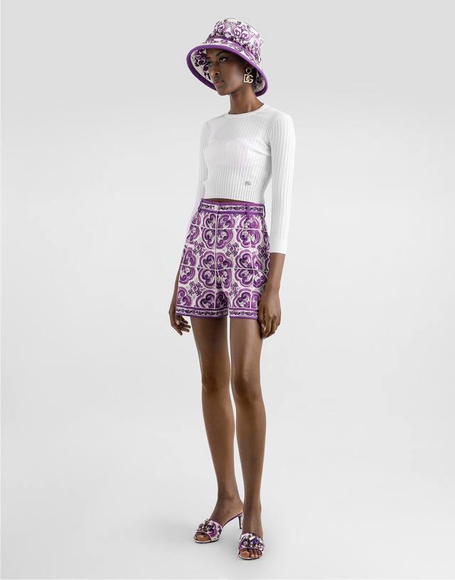 New purple pottery glaze cotton printed fashion shorts Smlxlxxl 201 models in s