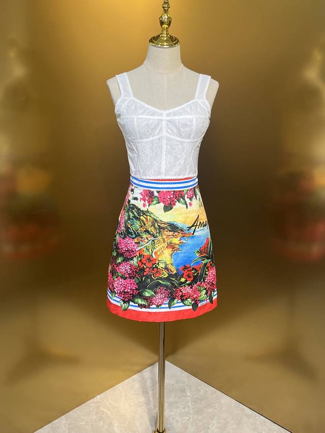 Dg new Italian sea view embroidery ball jacquard fabric fashion small A skirt Sm