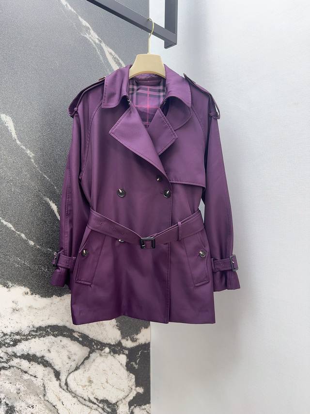 Bur 25Ss autumn and winter new arrival, double-breasted trench coat in wine red