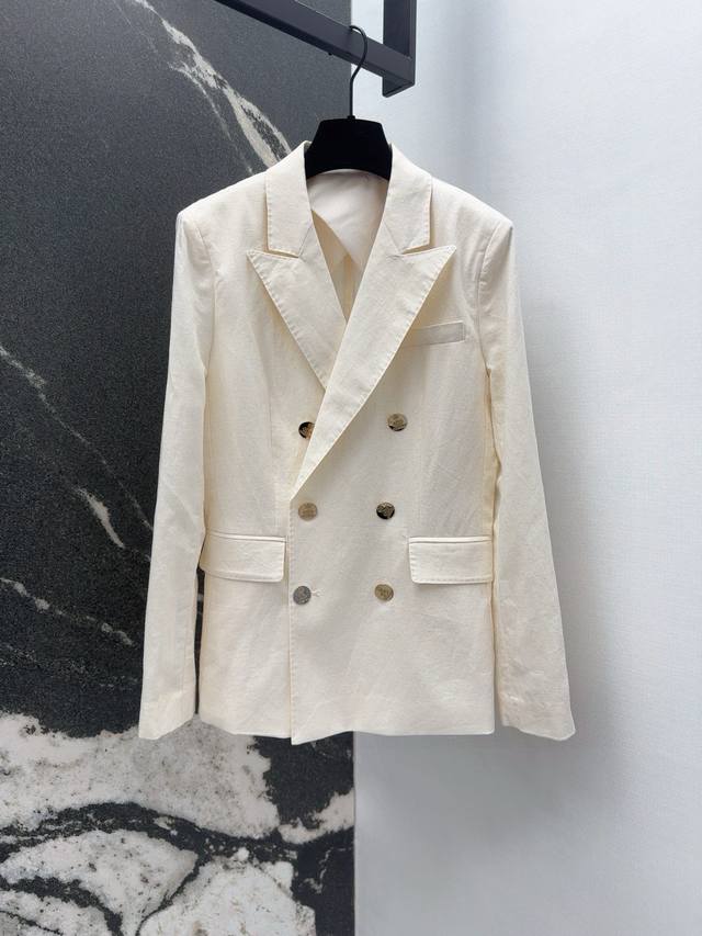Rl 25Ss New arrival for early autumn: classic double-breasted linen blazer. Mini