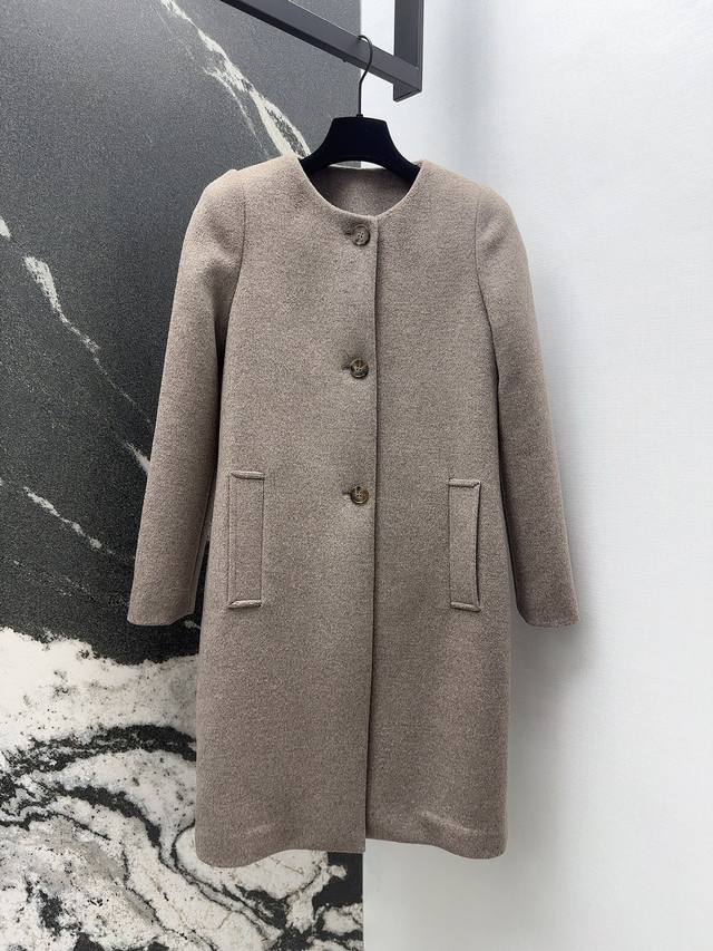 Miu 25Ss autumn and winter new arrival classic single-breasted round-neck wool c