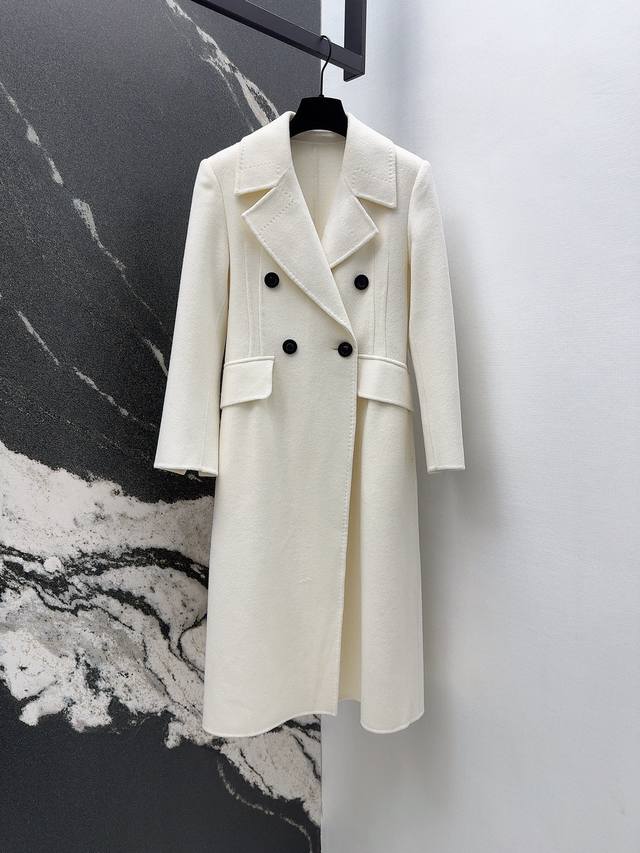 Max 25Ss New Autumn/Winter Double-Breasted Lapel Double-Faced Wool Coat, Casual