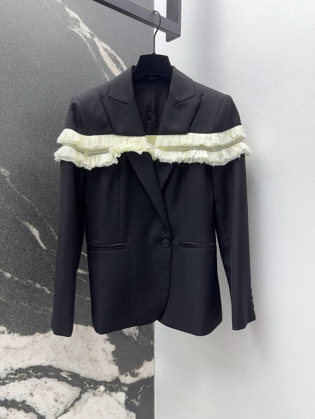 Mcq autumn and winter new arrival patchwork wood ear lace suit jacket with three