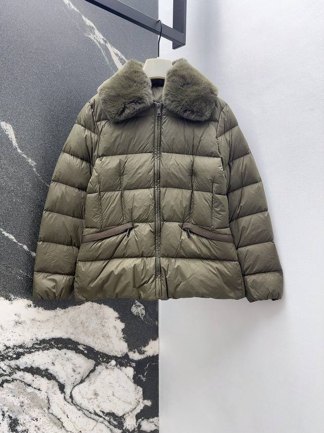 Mc 25Ss New fall/winter arrival: Rex rabbit fur collar, zippered down jacket. Ea