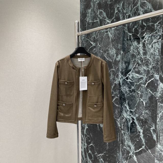 Chanel 2025 early spring new round-neck Chanel jacket with double pockets and m