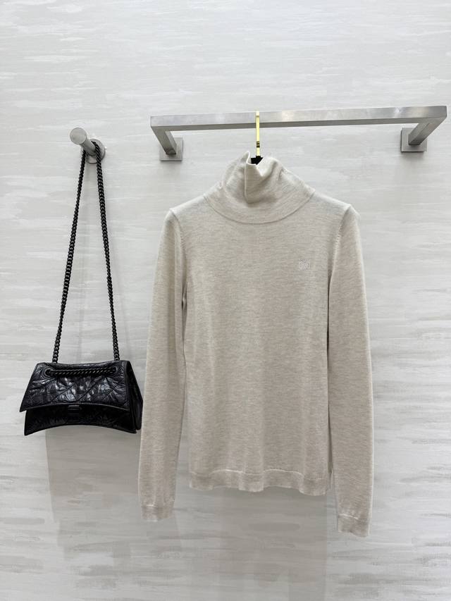 Celin2 Autumn/Winter New Logo Embroidered Wool Turtleneck Bottoming Shirt High Q