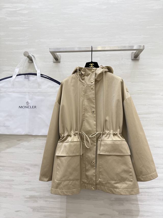 Moncle2 British holiday style casual silhouette hooded drawstring waist jacket h