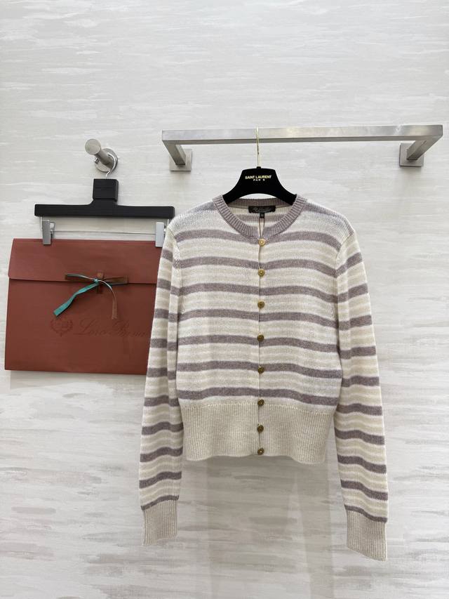 Loro piana 2Fw Fobello striped cardigan features the brand's signature Baby Cash