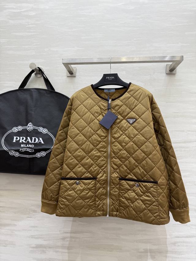 prad2Fw's new fall/winter diamond-patterned mid-length cotton coat, a high-top v