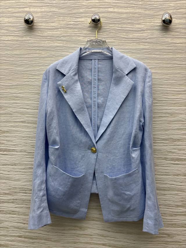 Four sizes Smlxl Sch home 25 new linen lapel gold button waist suit jacket fash
