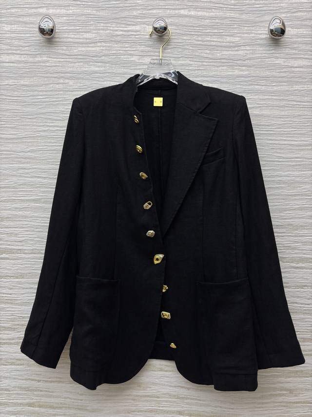 Sch's 25th new style linen suit jacket with stand-up lapels and special-shaped b