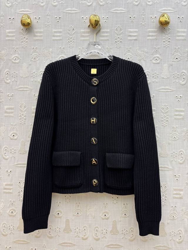 Sch 25 New autumn and winter style, round neck, thick-knit cardigan with special