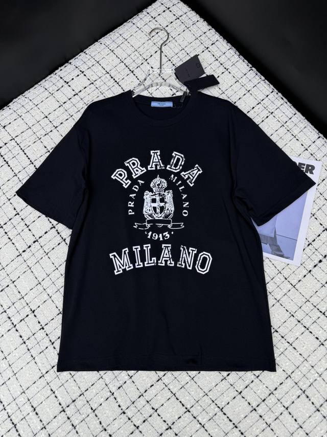 25 Early spring new classic logo pattern printed short-sleeved T-shirt in white